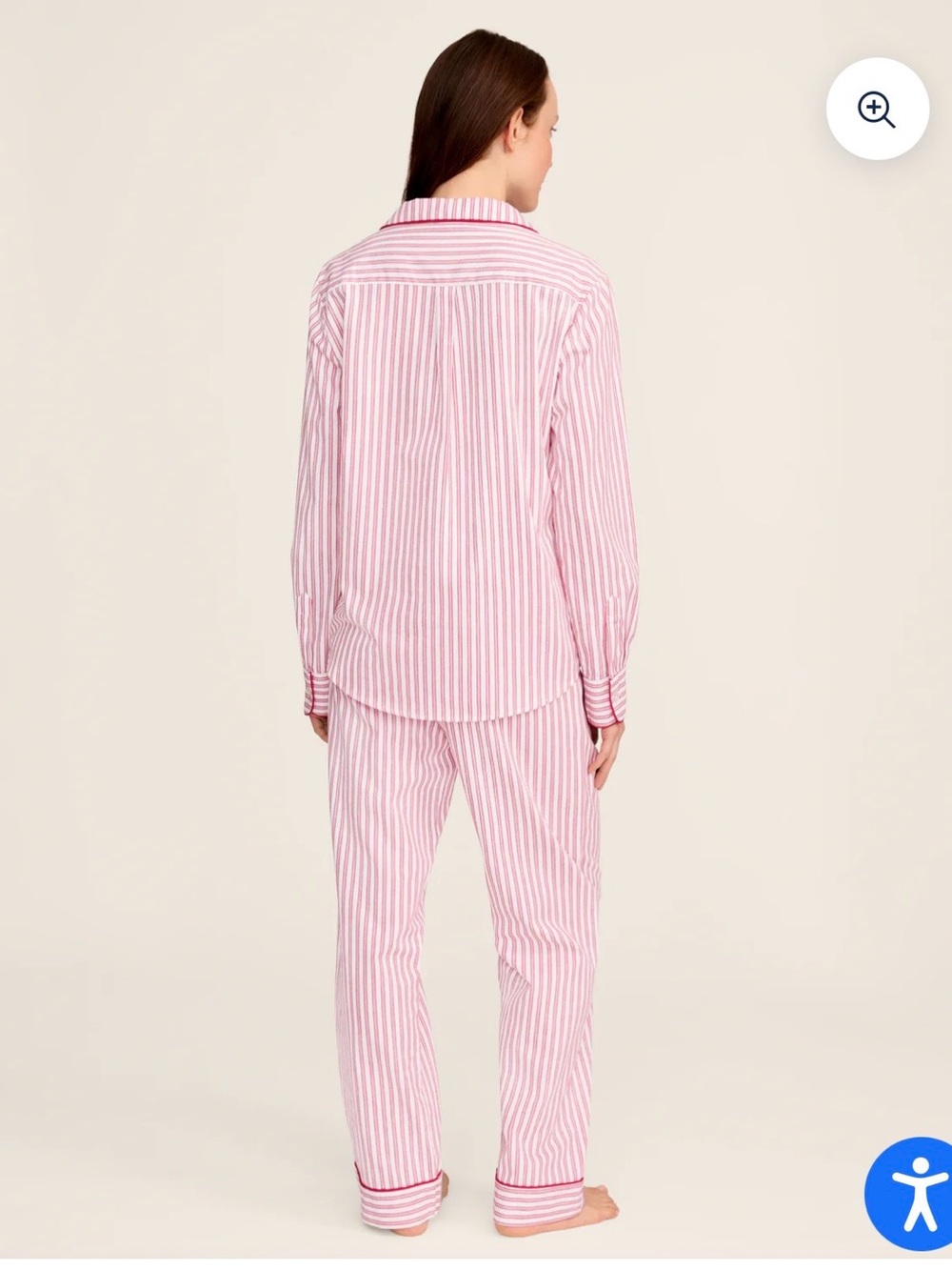 J. Crew Pink & White Striped Button-Front Pajama Set - Picture 2 of 6